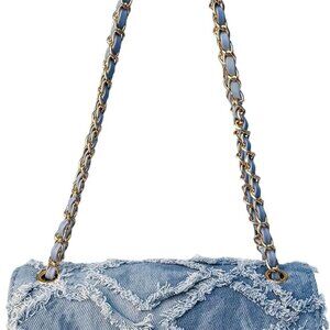 Shoulder Bag for Women Denim Crossbody Purse Vintage Jean Handbag with Chain Str